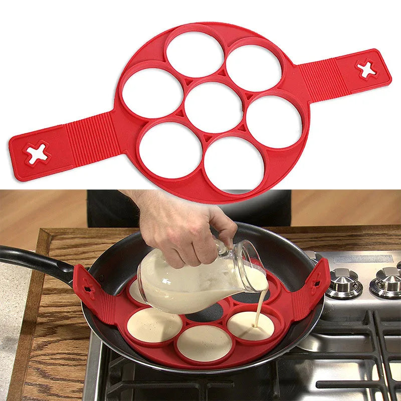 1PC 7 Holes Nonstick Pancake Maker Egg Ring Maker Kitchen Perfect Pancakes Easy Flip Breakfast Omelette Tools OK 0514