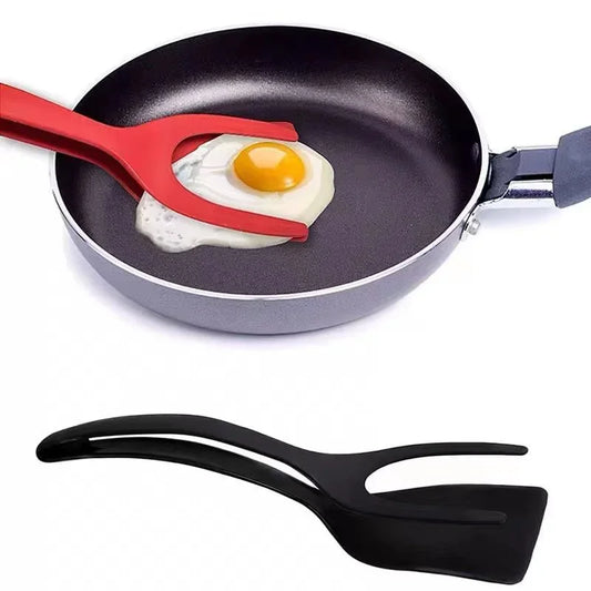 2 In 1 Nylon Grip Flip Tongs Egg Spatula Tongs Steak Spatula Tongs Clamp Pancake Fried Turners Nylon steak clip