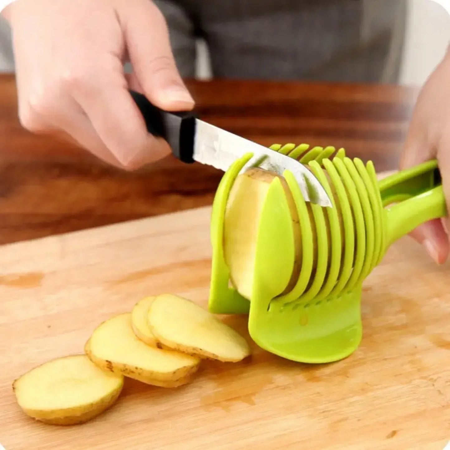 Handy Handheld Potato Slicer and Tomato Cutter!