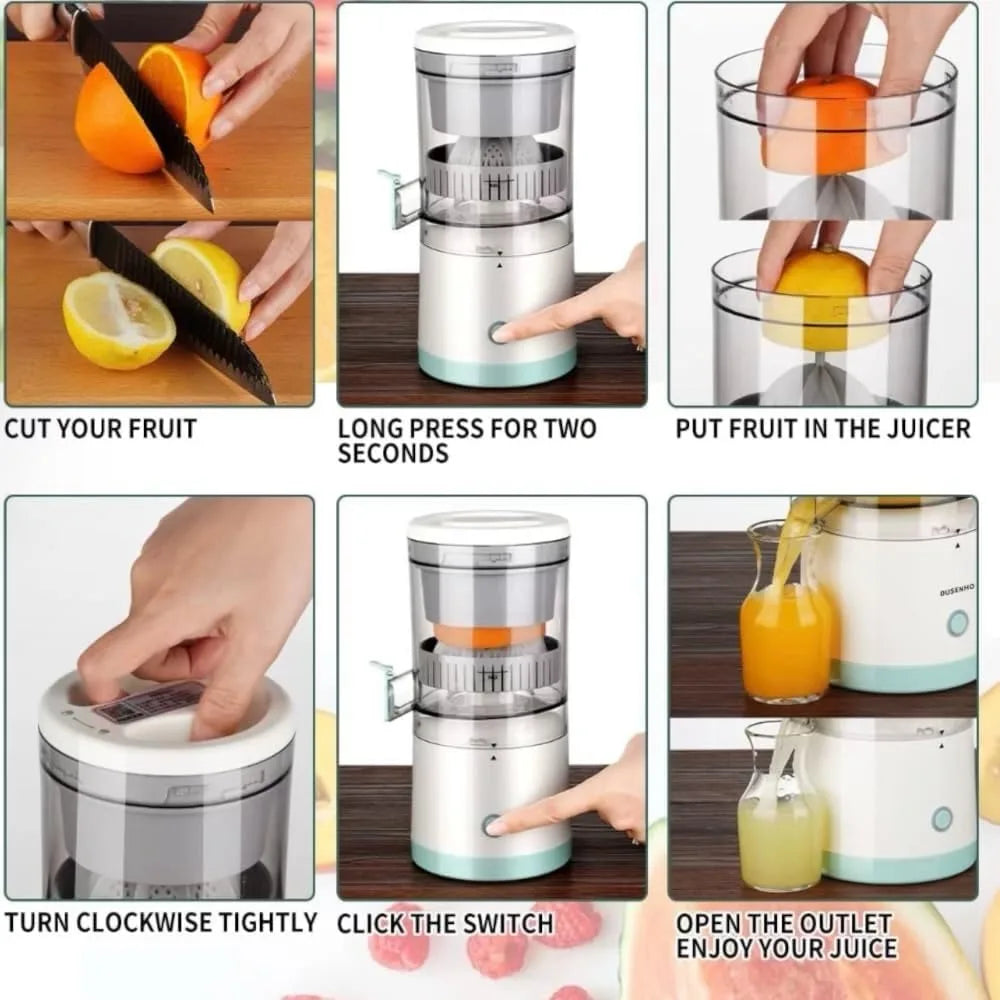 QUISEMA Citrus Juicer, Orange Squeezer Manual Reamer with 50 ml Removable Juice Cup, Easy to Clean and Use, WHITE/GREEN